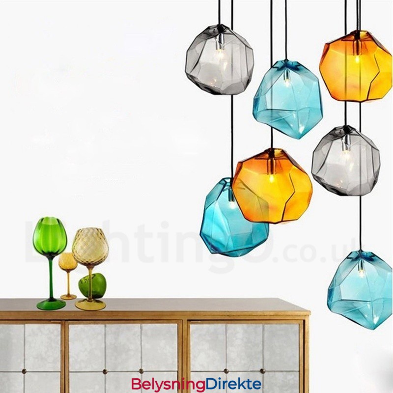 Rustikk Pendellampe Med 1 Lys Og Glassskjerm I Lodgestil