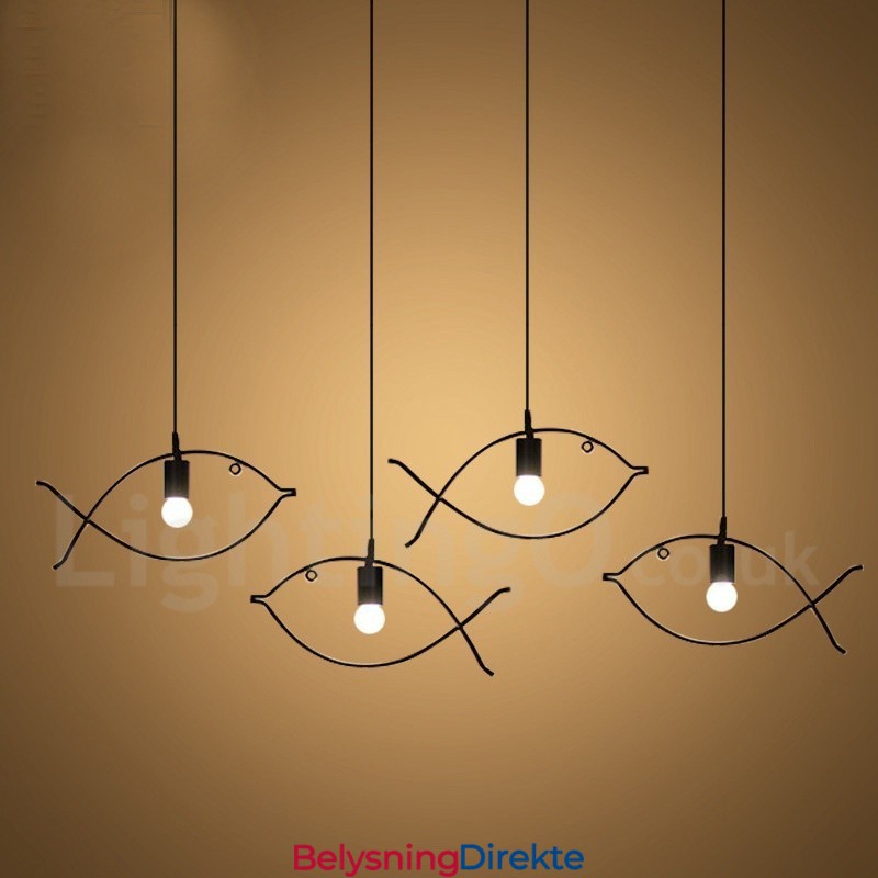 Rustikk Retro Fiskehengelampe Med Stålskjerm Og 1 Lys