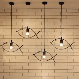 Rustikk Retro Fiskehengelampe Med Stålskjerm Og 1 Lys