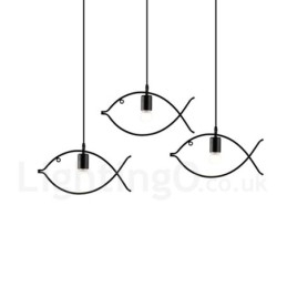 Rustikk Retro Fiskehengelampe Med Stålskjerm Og 1 Lys