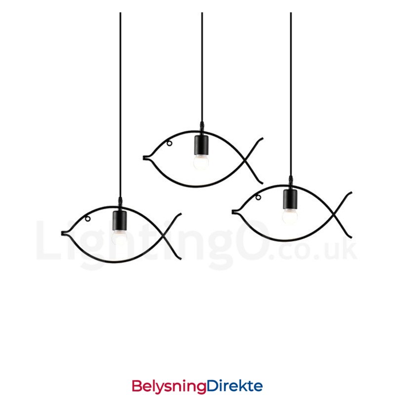 Rustikk Retro Fiskehengelampe Med Stålskjerm Og 1 Lys