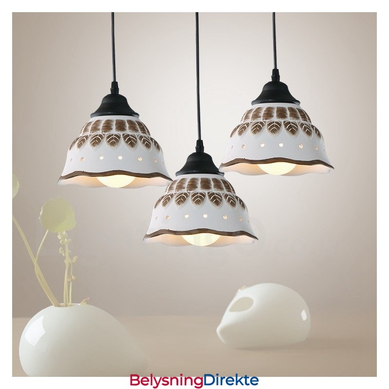 Moderne Og Samtids Pendellampe Med 1 Lys Og Keramisk Skjerm