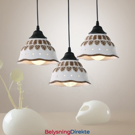 Moderne Og Samtids Pendellampe Med 1 Lys Og Keramisk Skjerm