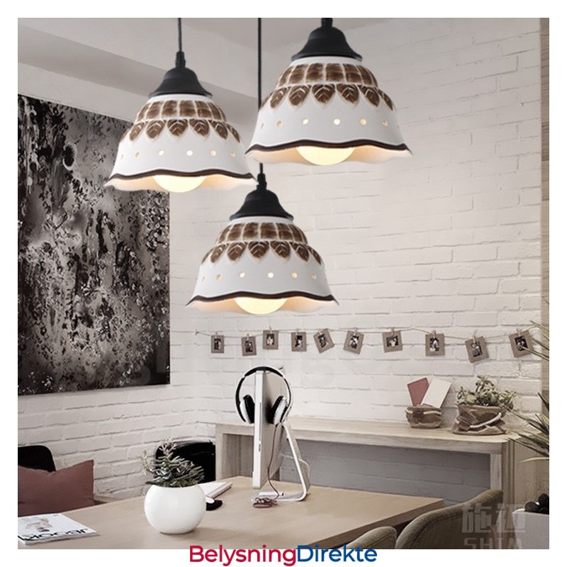 Moderne Og Samtids Pendellampe Med 1 Lys Og Keramisk Skjerm