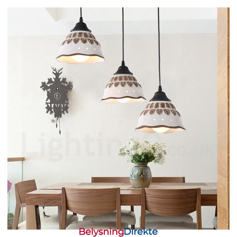 Moderne Og Samtids Pendellampe Med 1 Lys Og Keramisk Skjerm