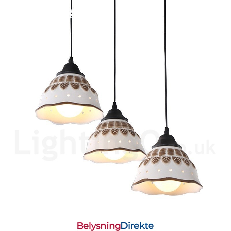 Moderne Og Samtids Pendellampe Med 1 Lys Og Keramisk Skjerm