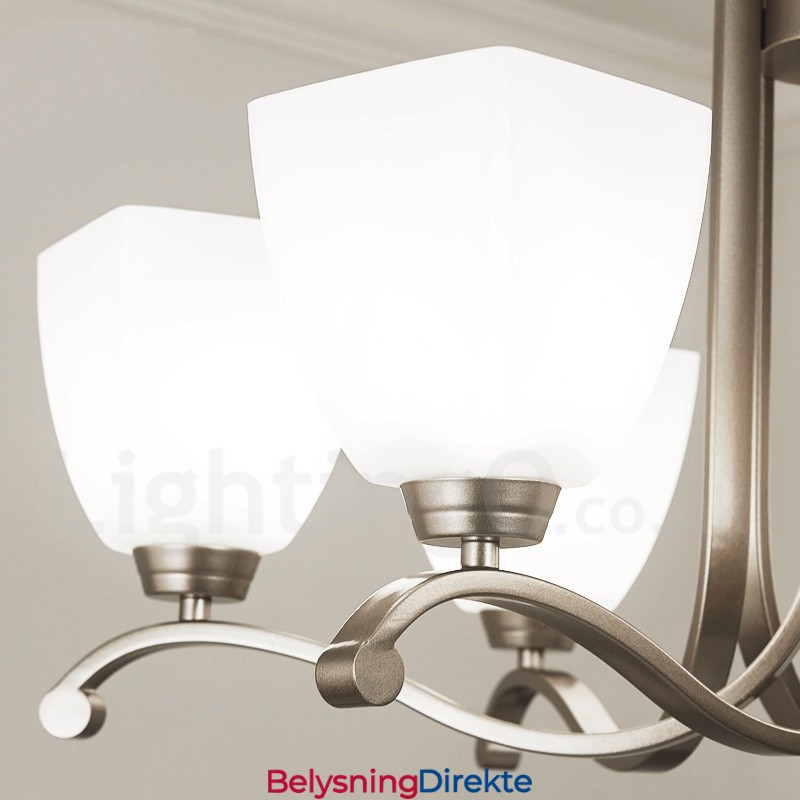 Moderne Lysekrone Med 6 Lys Og Glassskjerm