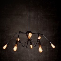 Kreativ Lysekrone I Børstet Nikkel Med 8 Lys