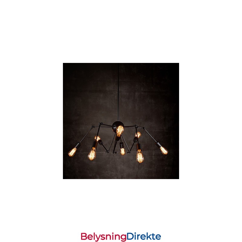 Kreativ Lysekrone I Børstet Nikkel Med 8 Lys