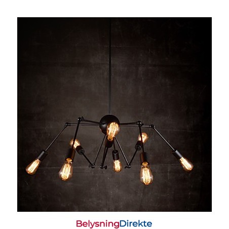 Kreativ Lysekrone I Børstet Nikkel Med 8 Lys