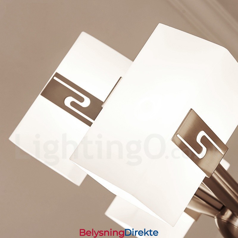 Moderne Lysekrone Med 6 Lys Og Glassskjerm