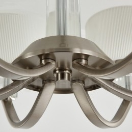 6 Lys Moderne Krystalllysekrone Med Stoffskjerm