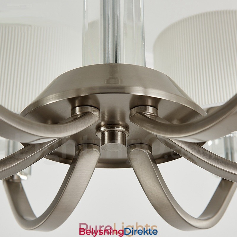 6 Lys Moderne Krystalllysekrone Med Stoffskjerm