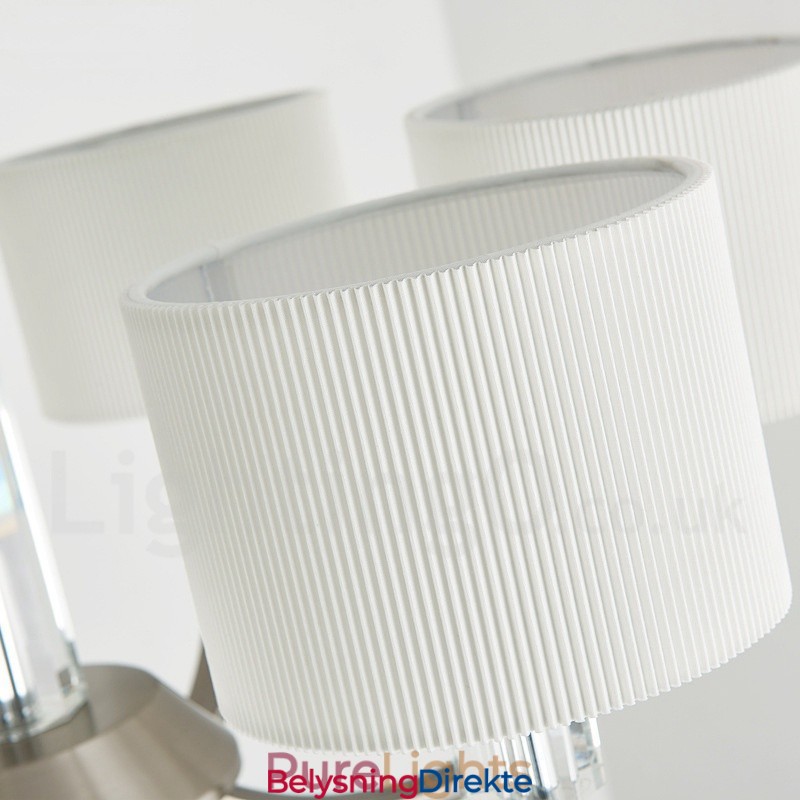 6 Lys Moderne Krystalllysekrone Med Stoffskjerm