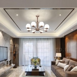 Moderne Lysekrone Med 8 Lys Og Glassskjerm