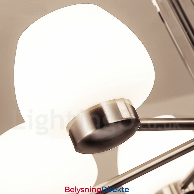 Moderne Lysekrone Med 6 Lys Og Glassskjerm