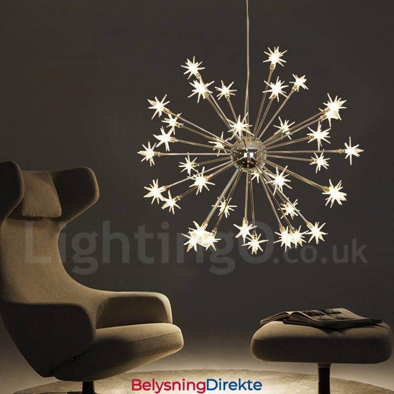 32 Lys Moderne Samtidsstil Pendellampe I Stål Med Glassskjerm