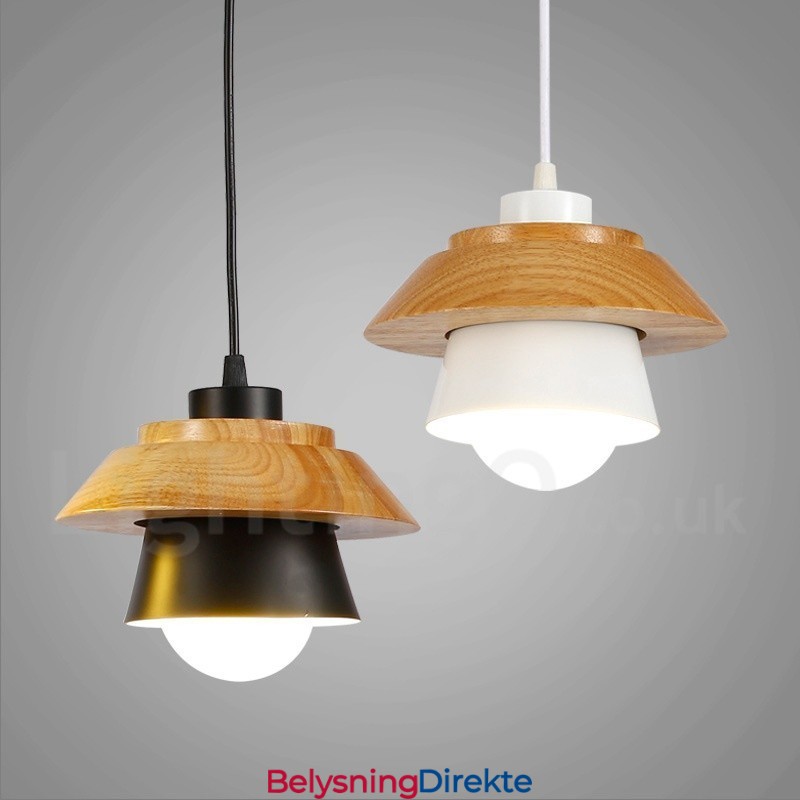 1 Lys Moderne Samtidskunstnerisk Anhengslampe I Tre Med Skjerm I Aluminiumslegering