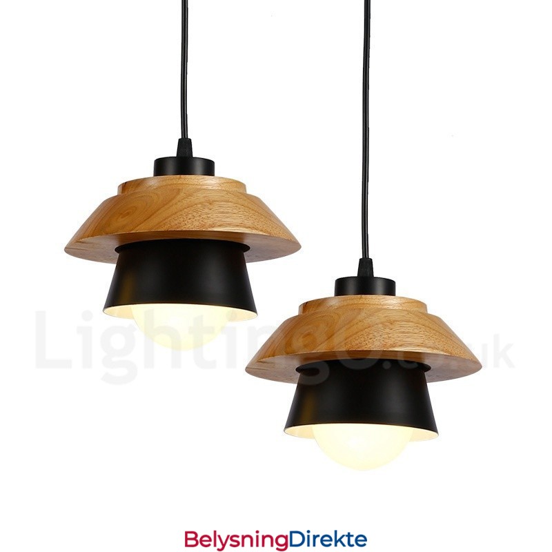 1 Lys Moderne Samtidskunstnerisk Anhengslampe I Tre Med Skjerm I Aluminiumslegering