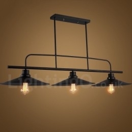 Retro Rustik Stålpendellampe Med 3 Lys Og Stålskjerm