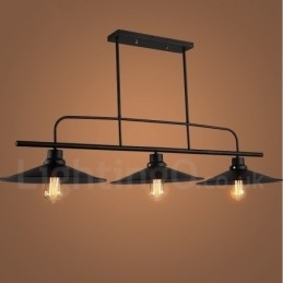 Retro Rustik Stålpendellampe Med 3 Lys Og Stålskjerm