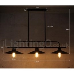 Retro Rustik Stålpendellampe Med 3 Lys Og Stålskjerm