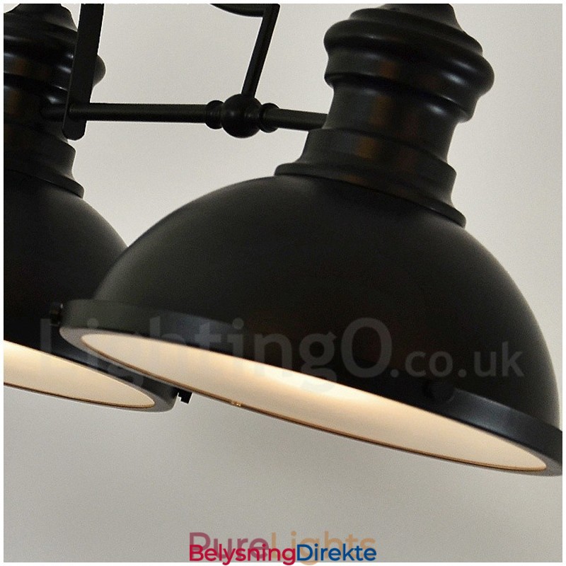 Retro Rustik Stålpendellampe Med 3 Lys Og Stålskjerm