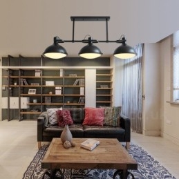 Retro Rustik Stål Pendellampe Med 3 Lys Og Glassskjerm