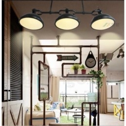 Retro Rustik Stål Pendellampe Med 3 Lys Og Glassskjerm