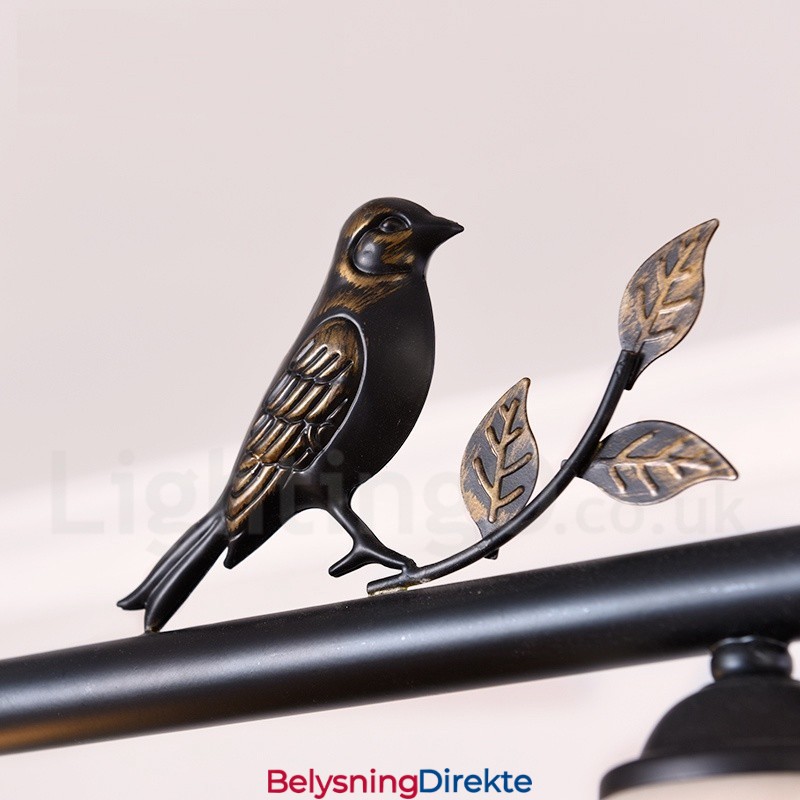 Retro Rustik Stål Pendellampe Med 3 Lys Og Glassskjerm