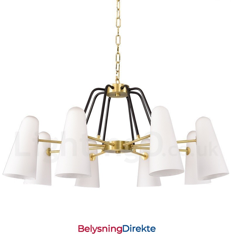 8 Lys Retro Rustikk Luksuriøs Messing Pendellampe Med Glassskjerm