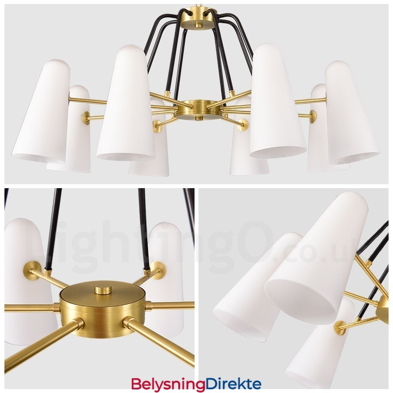 8 Lys Retro Rustikk Luksuriøs Messing Pendellampe Med Glassskjerm