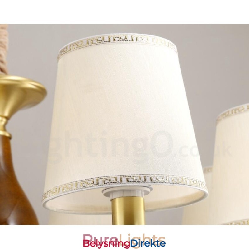 8 Lys Retro Rustikk Luksuriøs Messing Pendellampe Med Glassskjerm