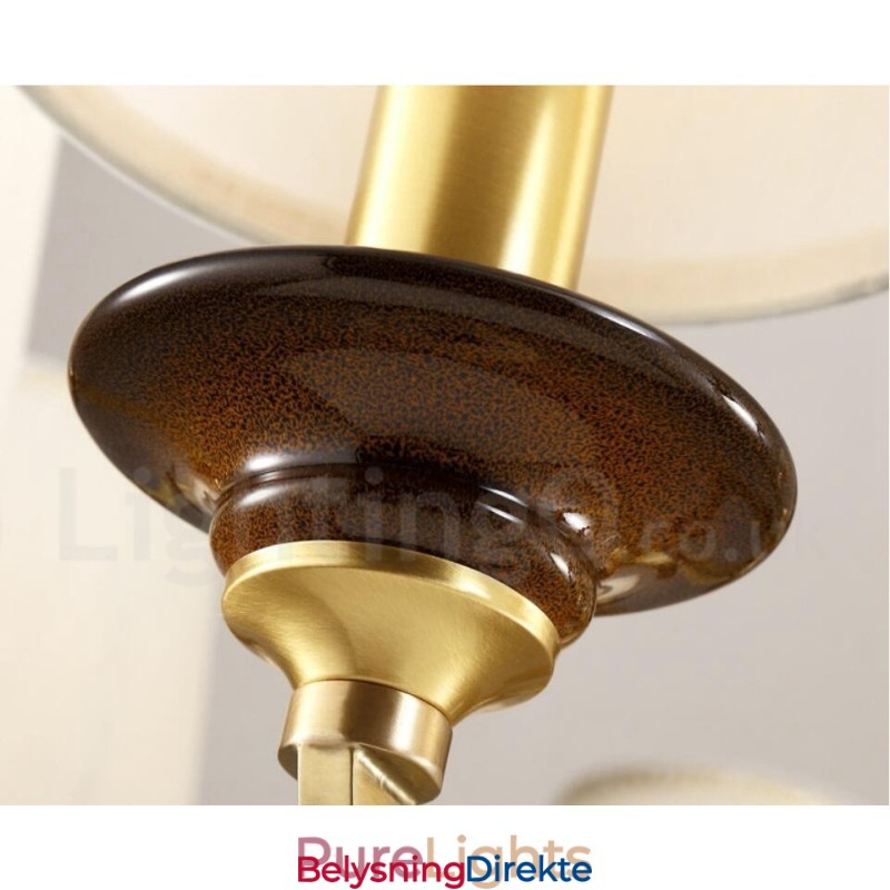 8 Lys Retro Rustikk Luksuriøs Messing Pendellampe Med Glassskjerm