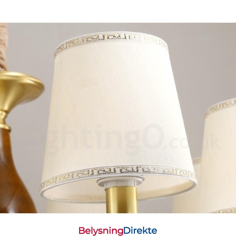 15 Lys Retro Rustikk Luksuriøs Messing Pendellampe Med Glassskjerm