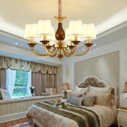 Retro Rustik Luksuriøs Messing Pendellampe Med 6 Lys Og Glassskjerm