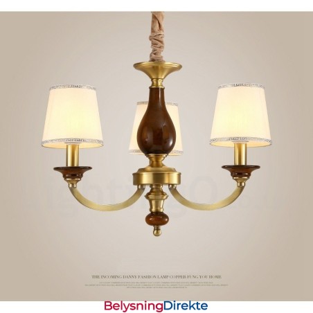 Retro Rustikk Luksuriøs Messing Pendellampe Med 3 Lys Og Glassskjerm