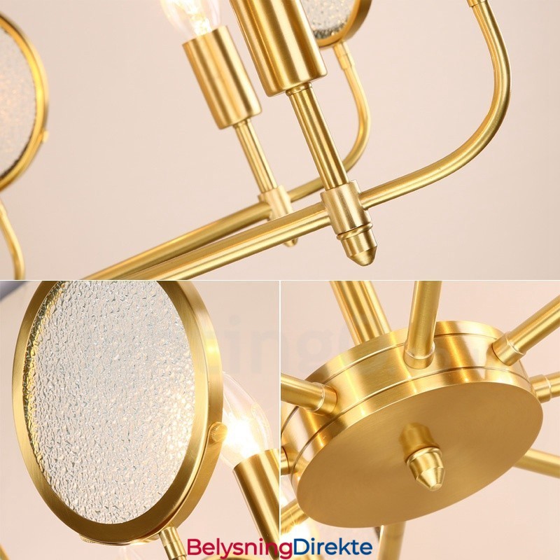 8 Lys Retro Rustikk Luksuriøs Messing Pendellampe Med Glassskjerm