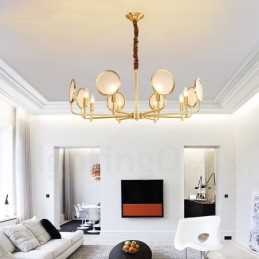 8 Lys Retro Rustikk Luksuriøs Messing Pendellampe Med Glassskjerm