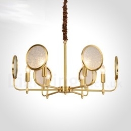 Retro Rustik Luksuriøs Messing Pendellampe Med 6 Lys Og Glassskjerm