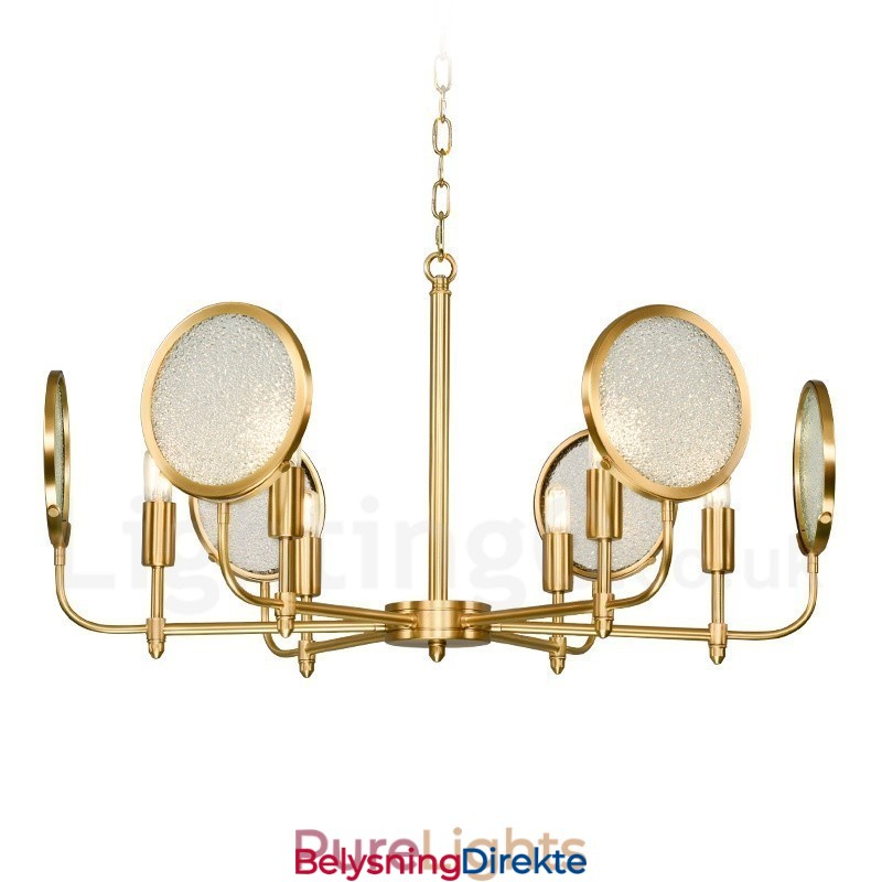 Retro Rustik Luksuriøs Messing Pendellampe Med 6 Lys Og Glassskjerm