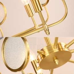 Retro Rustik Luksuriøs Messing Pendellampe Med 6 Lys Og Glassskjerm