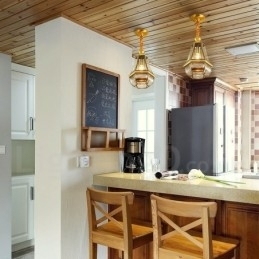 Retro Rustikk Luksuriøs Messing Pendellampe Med 1 Lys Og Glassskjerm