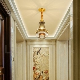 Retro Rustikk Luksuriøs Messing Pendellampe Med 1 Lys Og Glassskjerm