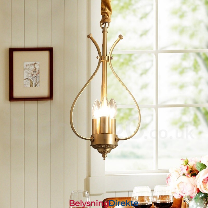 Lys Retro Rustikk Luksuriøs Messing Pendellampe Lysekrone