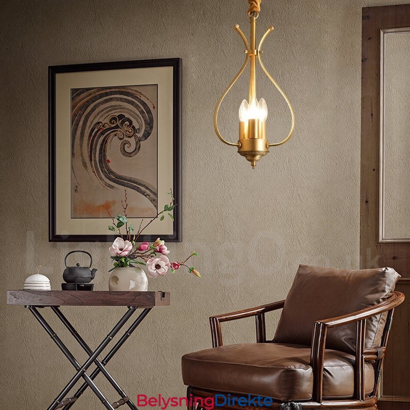 Lys Retro Rustikk Luksuriøs Messing Pendellampe Lysekrone
