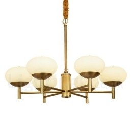 Retro Rustik Luksuriøs Messing Pendellampe Med 6 Lys Og Glassskjerm