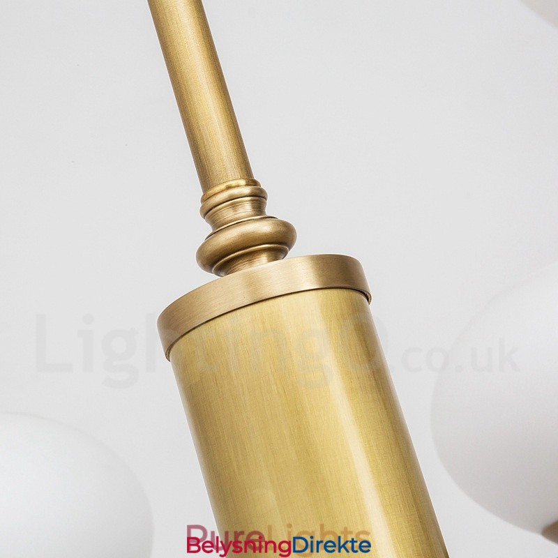 Retro Rustik Luksuriøs Messing Pendellampe Med 6 Lys Og Glassskjerm