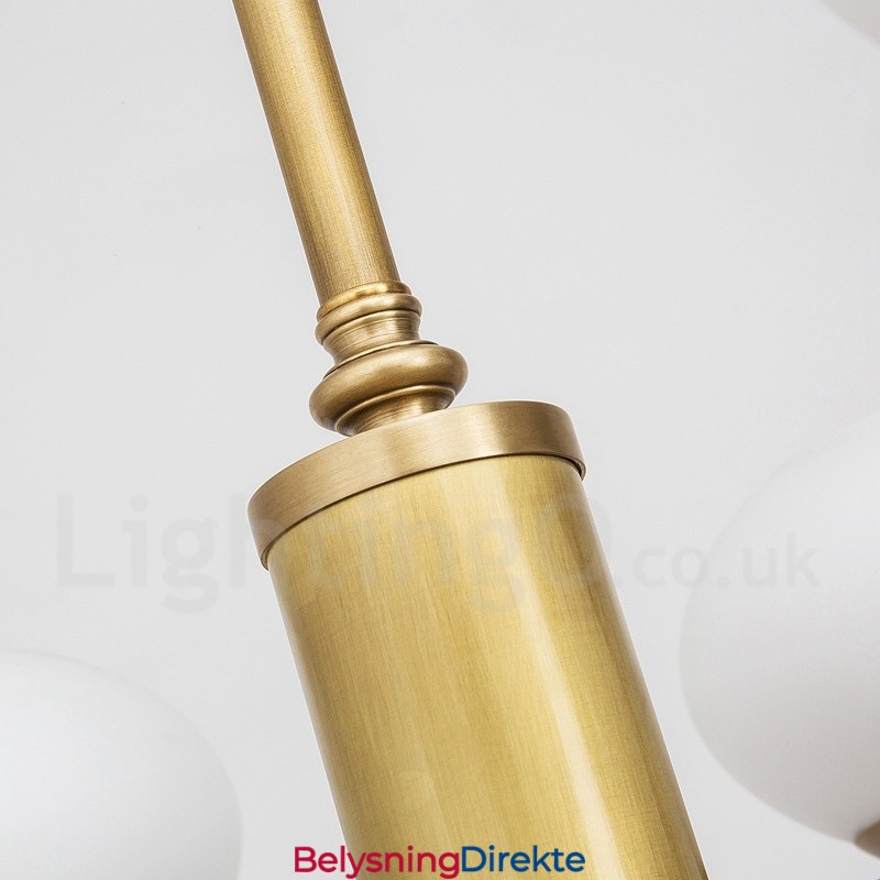 9 Lys Retro Rustikk Luksuriøs Messing Pendellampe Med Glassskjerm