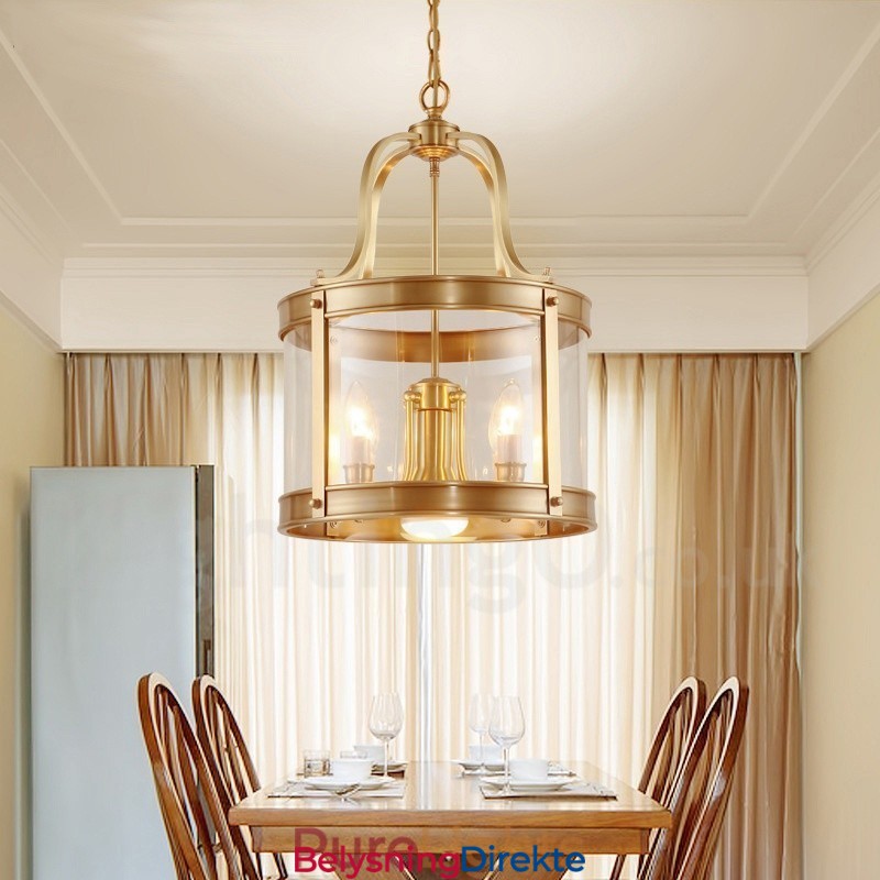 Retro Rustikk Luksuriøs Messing Pendellampe Med 5 Lys Og Glassskjerm